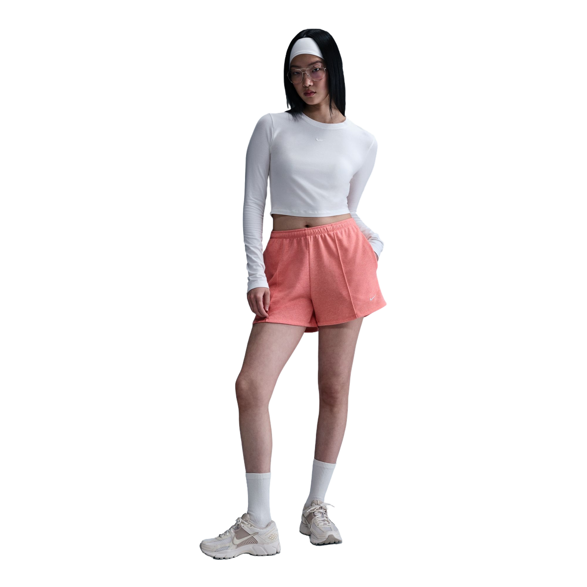 Nike Women's Sportswear Chill Terry Mid-Rise 4" French Terry Shorts - Peach - PEACH